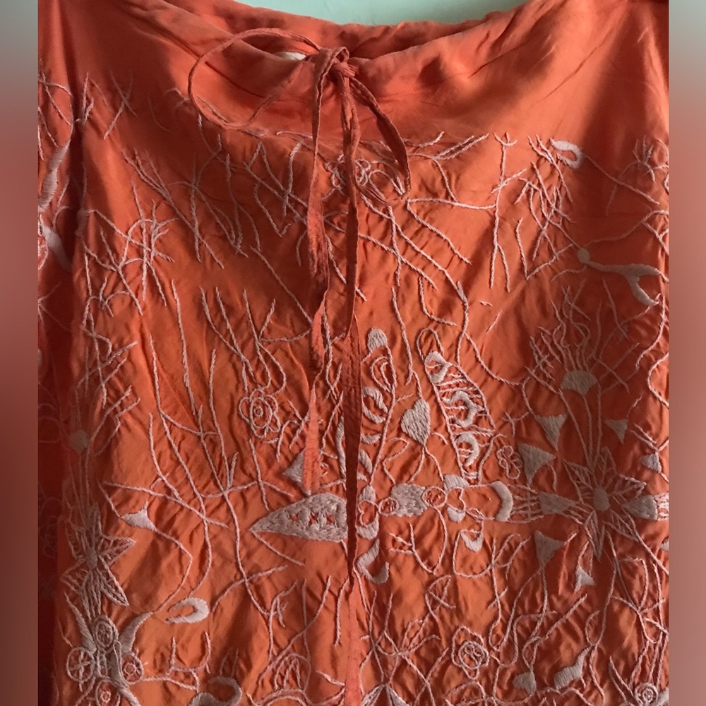 Chan Luu Silk Ballet Embroidered Skirt in Tangerine - Picture 14 of 16